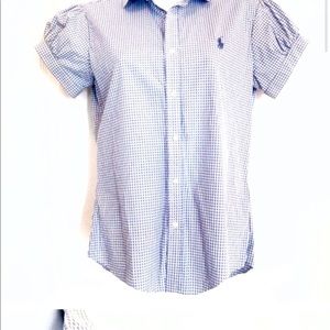Gingham Cap Sleeve Blouse - POLO by RL